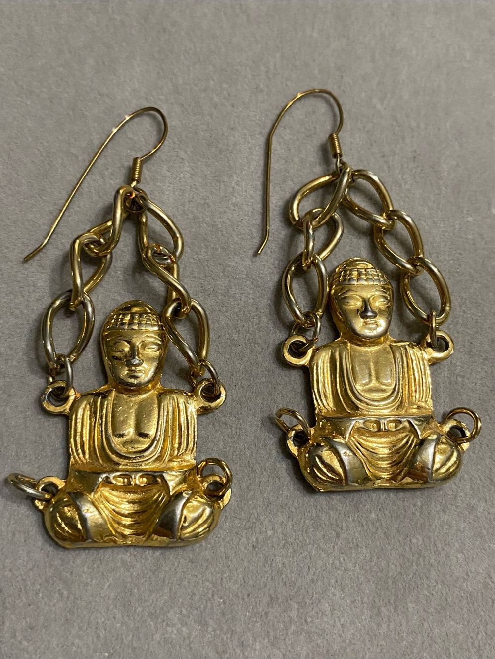 Gold Buddha Dangle Earrings